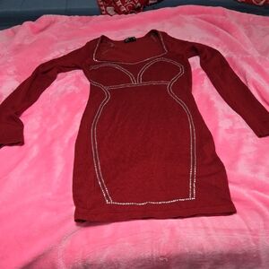 Elegant Red Long Sleeve Dress